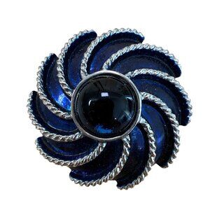Avon Moonwind Swirl Brooch, Scarf Clip, Vintage, Retro, Grandmacore, Blue